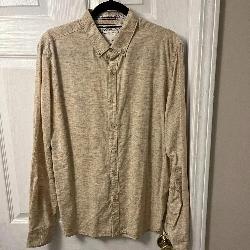 Men’s Denim & Flower Ricky Singe Button Down Shirt Size Large